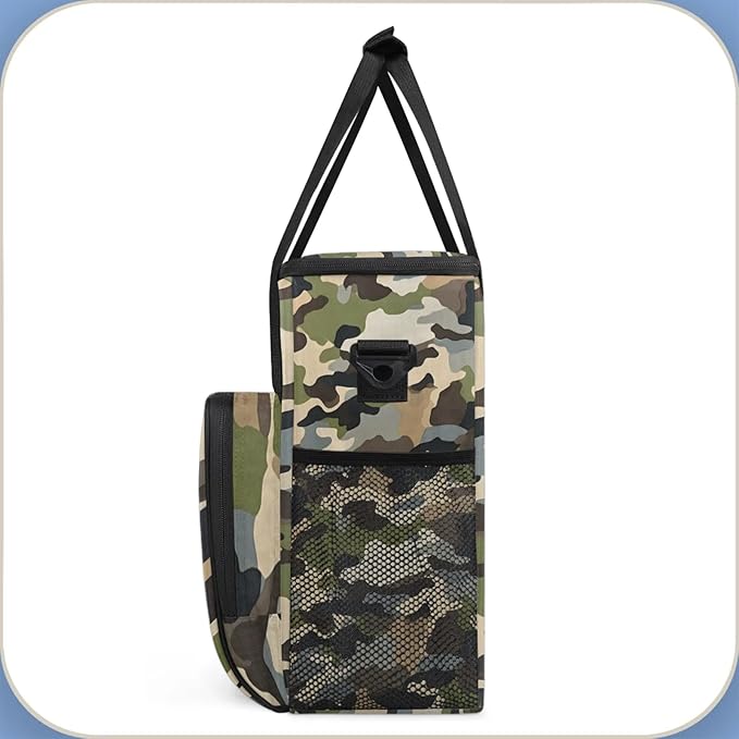 Camo Color Coffee Maker Travel Bag for Keurig K-Mini/K-Mini Plus Insulated Waterproof Tote with Pockets for K-Cup Portable Single-Serve Brewer Case