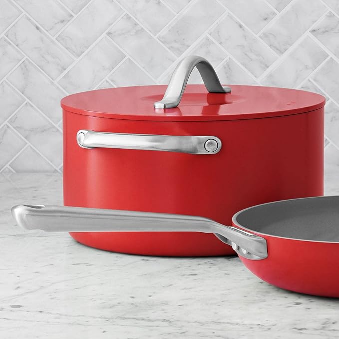 MEMBER MARK 11-Piece Modern Ceramic Cookware Set in Red 23x15x11