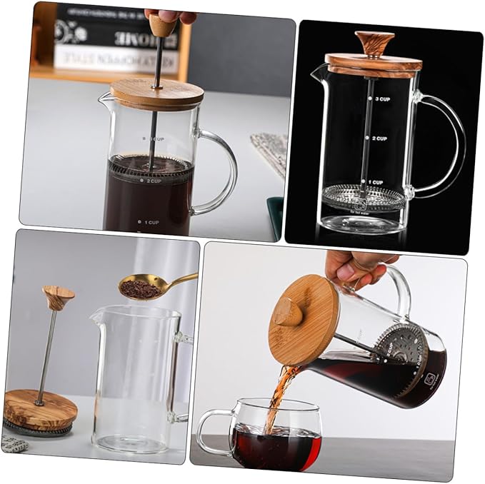 High Borosilicate Glass Coffee Press Pot with Lid Practical and Convenient Coffee Maker for Home Office Restaurant Use