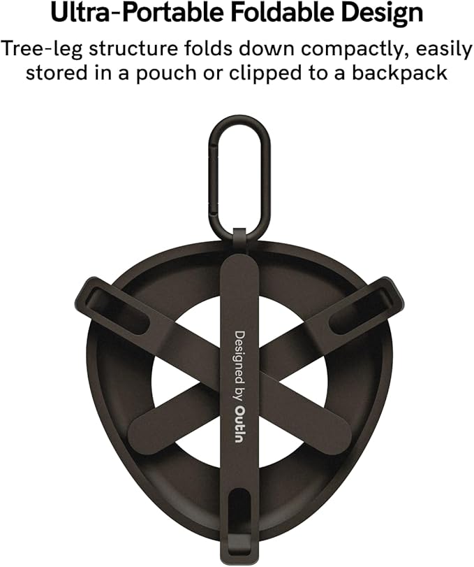 OutIn Ultra-Portable Foldable Coffee Stand with Carabiner Stable Portable Espresso Machine Holder Aluminum Unibody Design Clip-On Carabiner for Easy Carrying Fit Mino Nano