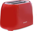 Aiwa Toaster 2 Slice Wide Slot Reheat and Defrost Function 6 Browning Settings Drop Down Crumb Tray Red