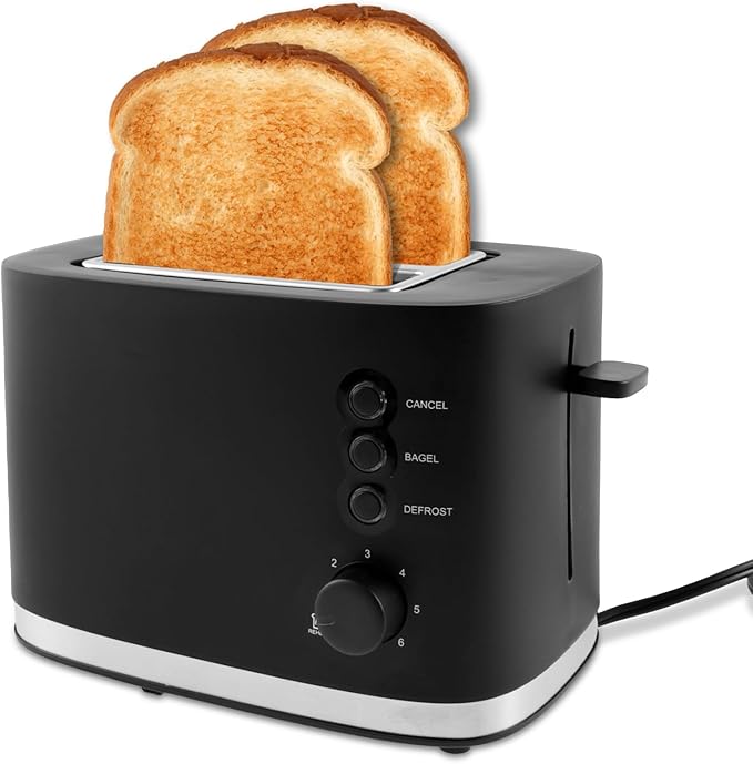 Slice Toaster Metal Toaster 2 Slice Toasters with Six-speed Baking Button Slice Toaster with Removable Crumb Tray for Kitchen Home