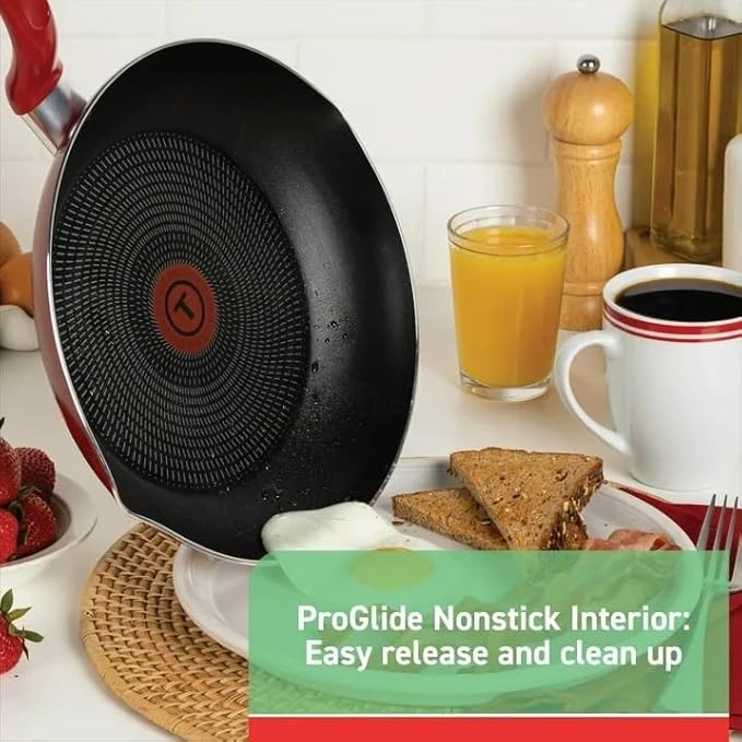 20-Piece Non-Stick Cookware Set with Thermo-Spot Heat Indicator - Red | Durable Easy-Clean Kitchen Essentials