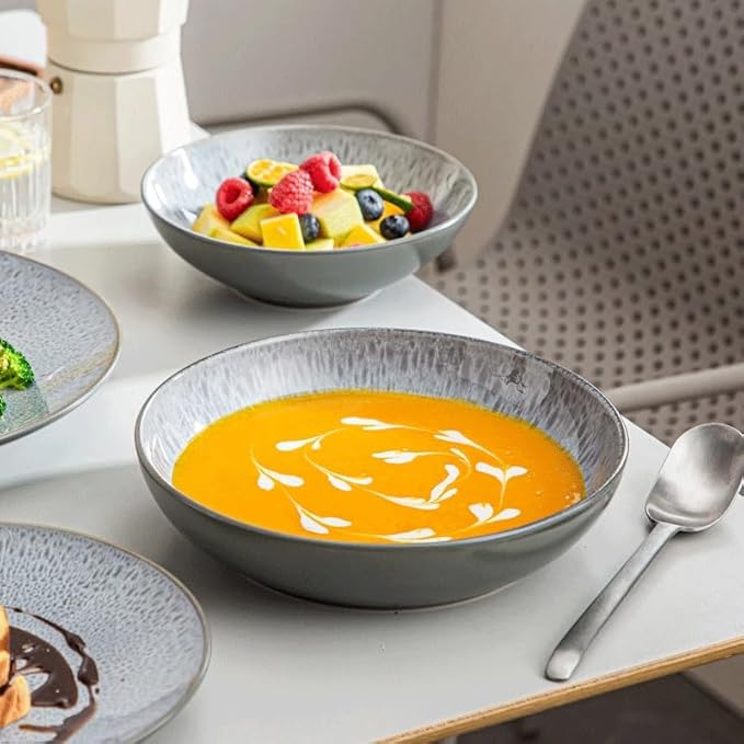 16 Piece Stoneware Tableware Set with Dinner/Dessert Plate/Soup Bowl/Mug Service for 4 Person
