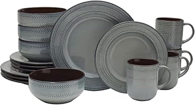 Scott Living Asher 16 Piece Dinnerware Set Service for 4 Blue