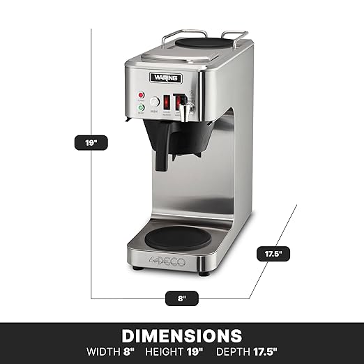 Waring Commercial WCM50P Café Deco Pour Over Coffee Brewer 64 oz 120V 5-15 Phase Plug Not Plumbed