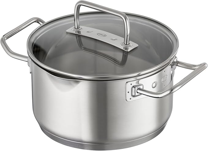 Rösle EXPERTISO Cookware Collection 6.3 in. Stainless Steel High Casserole Pot with Glass Lid