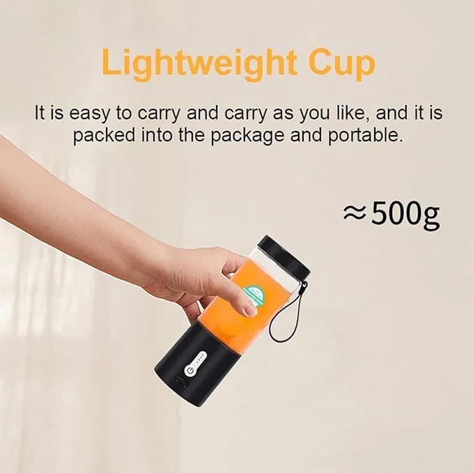 Portable Juicer Smoothie Blender USB Rechargeable Food Processor Fruit Mixer Machine Mini Juicer Blender Cup 530ML [Black]