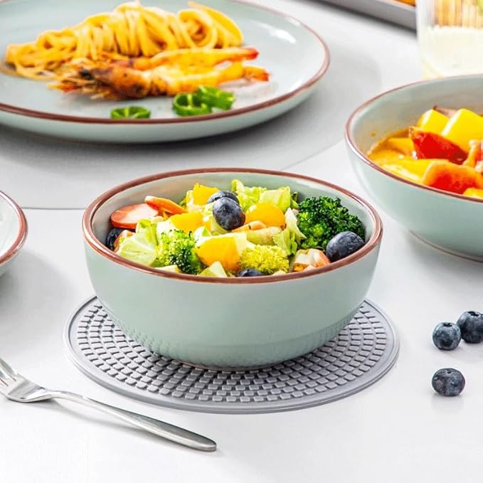Round Dinnerware Set 16 Piece Ceramic Tableware with Dinner Dessert Soup Plate Bowl for 4 Person