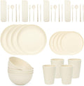 36PCS Wheat Straw Dinnerware Set for 4 Lightweight Reusable Unbreakable Dinner Set for Home Camping and Trave