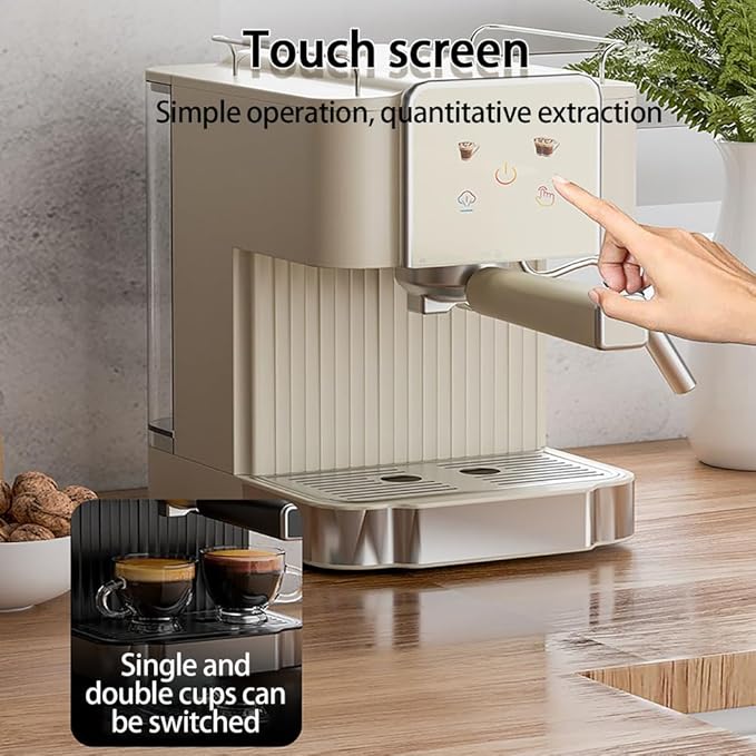 Espresso Machine Coffee Machine with Touch Screen Coffee Maker High Pressure Temperature Control Pre-Infusion Function 1.8L Removable Water Tank for Home Use