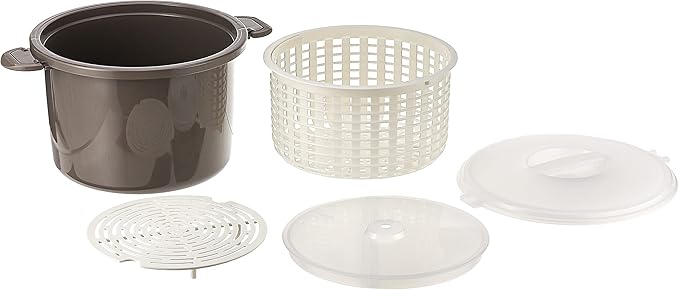 Prep Solutions by Progressive Microwaveable Rice and Pasta Cooker-17 Piece Set Includes Measuring Spoons and Cups Rice Paddle Steaming Insert Pasta Measurer and Locking Lid-12 Cup Capacity BPA FREE