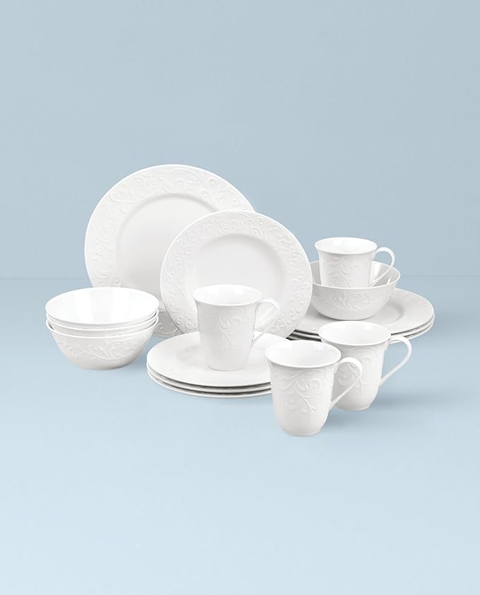 Lenox 851746 Opal Innocence Carved 16-Piece Dinnerware Set