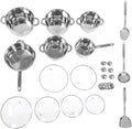 15PCS Stainless Steel Cookware Set Pots and Pans with Lids Shovel Spoons for Kitchen Cooking