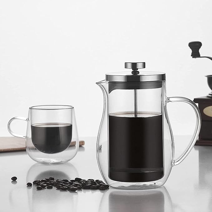 Press Coffee Maker Coffee Press CaffettiereCoffee Maker French Press Coffee Maker French Press Coffee MakerDouble Wall Borosilicate Glass 304 Stainless Steel Filtration System Clear Coffee Press