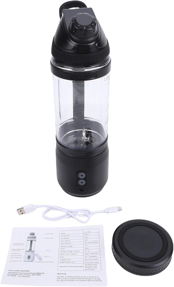 Portable Blender with 24oz Capacity 240W High Power Motor and Intelligent LED Display for Smoothies Shakes and Frozen Blending (700ml)