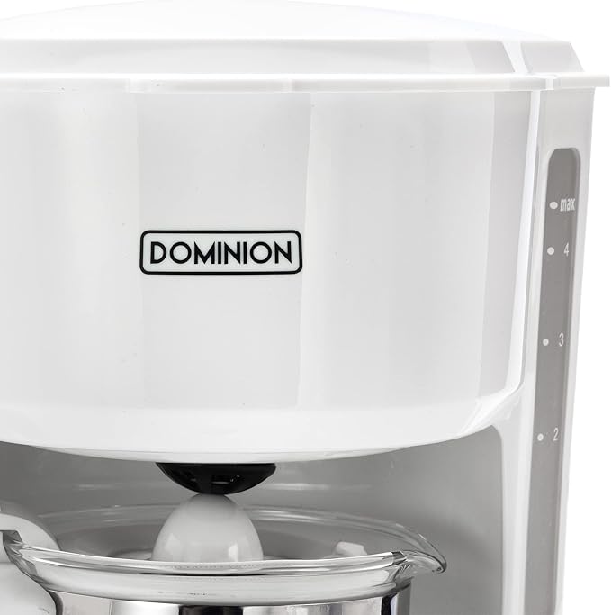 Dominion 4-Cup Coffeemaker Compact Coffee Pot Brewer Machine Quiet Operation with On / Off LED Indicator Light Convenient Cord Storage and Auto Pause Feature Easy Anti-drip Coffeemaker with Coffee