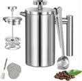French Press Coffee Maker 34oz/1L Double Wall Stainless Steel Coffee Press with 3 Filters &amp Cleaning Brush Insulated Tea Maker for Home Camping &amp Travel (27 fl oz)