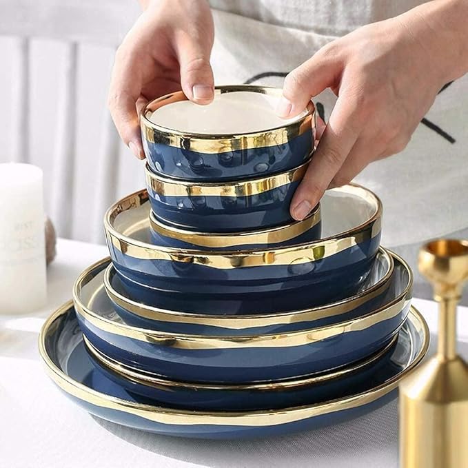 Dinnerware Set Plates and Bowls Sets Plate/Bowl/Spoon | 26 Pieces Phnom Penh Dinnerware Set - Porcelain Combination Set For Restaurant Wedding Gifts