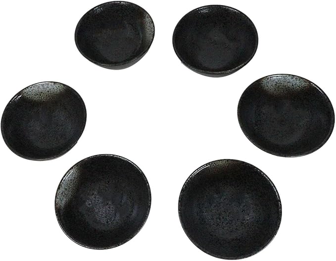Ebros Gift Artistic Charcoal Grey Tone Hakumu Porcelain Collection Dinnerware Serveware Kitchenware Set Asian Japanese Restaurant Supply (Pack Of 6 Small Rice Soup Appetizer Bowls 10oz)