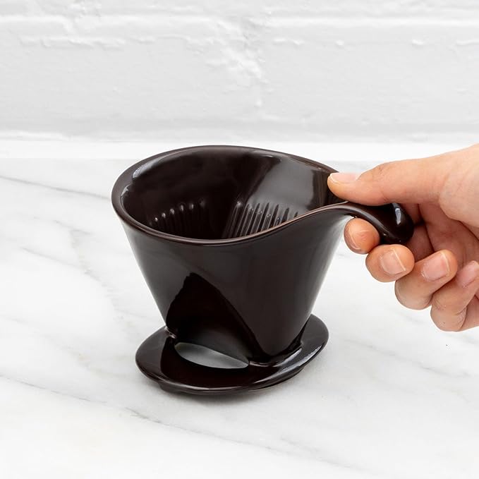 Zero Japan - Bee House Pour Over Coffee Dripper - Lead-Free &amp Cadmium-Free Ceramic Coffee Maker with Elegant Peek Hole Drip Cone Brewer Coffee Gifts Brewing Accessories - Coffee Brown Standard