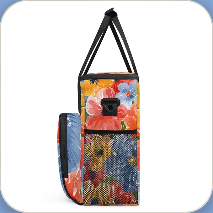Fragrant Flower Coffee Maker Carrying Bag Portable Travel Storage Tote Bag Compatible with K-Mini or K-Mini Plus Single Serve Coffee Brewer Carrying Case with Multiple Pockets &amp Shoulder Strap