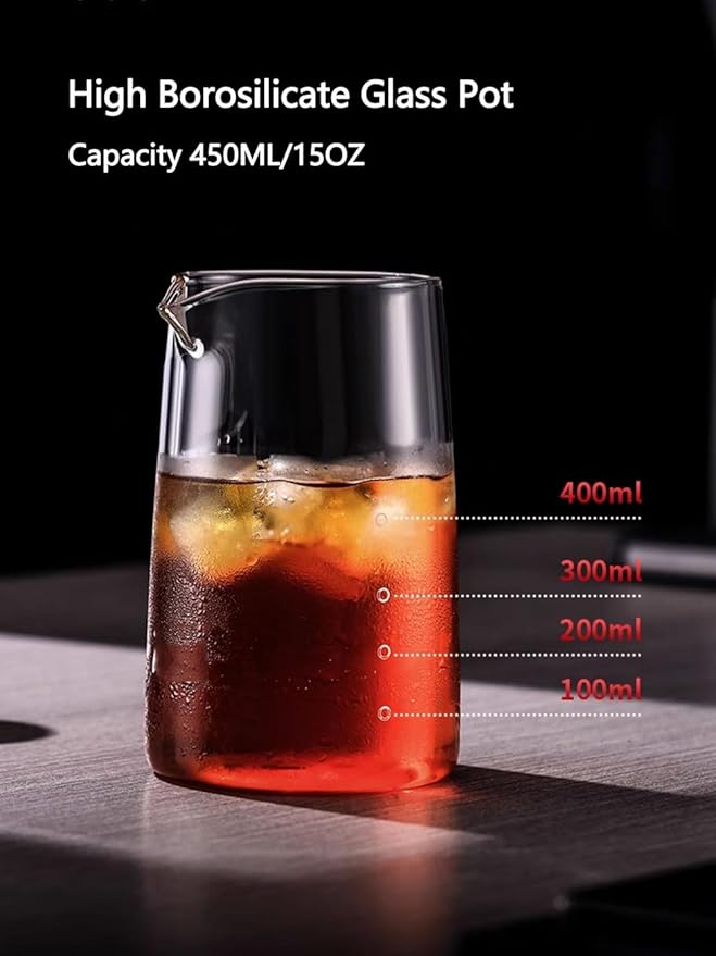 15OZ Cold Brew Coffee Maker Slow Drip Iced Coffee Brewer Glass Adjustable Dripe Flow Control Pour Over Coffee Maker for Household Coffee Bar (black)