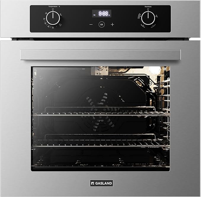 GASLAND 24 Inch Gas Wall Oven ETL Certified Natural Gas Oven Built-in Single Wall Oven with Bake Broil Rotisserie Functions Digital Timer and Convection Fan 120V Cord Plug Stainless Steel