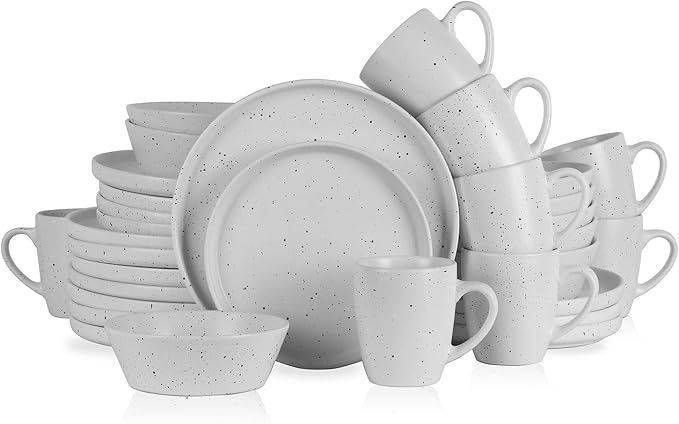Stone lain Jade Stoneware Dinnerware Set 32-Piece Service for 8 White