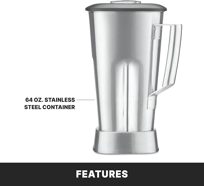 Waring Commercial MX1200XTS 3.5 HP Blender with Variable Speed Dial Speed Controls and a 64 oz. Stainless Steel Container 120V 5-15 Phase Plug