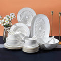 Ceramics Dinner Set Kitchen and Dining Service Durable Kitchen Dinnerware Set Dinner Salad Appitizer Dessert Plate Bowls Best for Indoor and Outdoor Party Creativity Villa Table Decor (White 28Pcs)