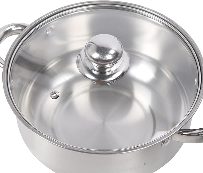 Stainless Steel Pots and Pans Set 6 Pcs Professional Comfort Grip Riveted Handles All Cooktop Even Heating Thickened Easy to Cleans Cookware Set with Lids for Kitchen