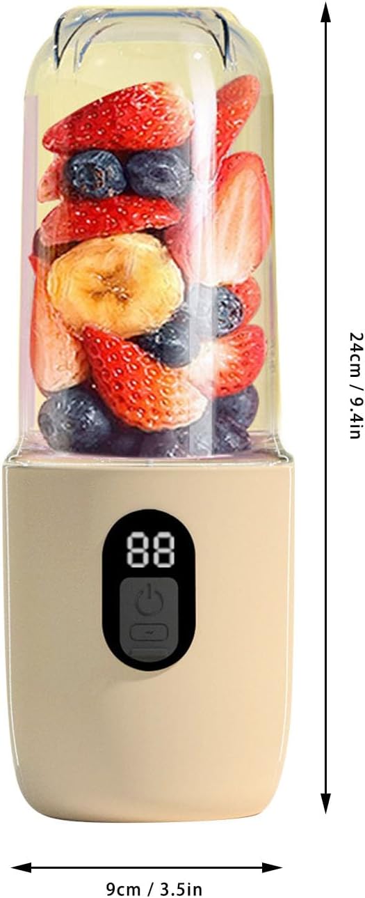 Diydeg Portable Blender 500ml 40W 20800RPM Powerful Cordless Personal Blender USB Rechargeable Mini Travel Cup with 16 Stainless Steel Blades for Home and Office