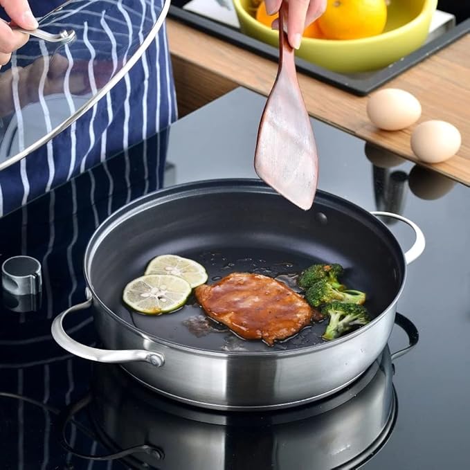 Cooking Pot Frying PanCookware Set Stainless Steel 14-Piece Pan Set Saucepan Non Stick Fry Pan with Glass Lid vision
