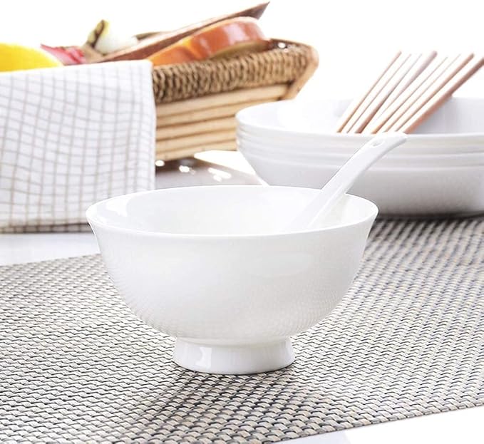 Fine Dinnerware Set10 Piece Dinnerware Set White Ceramics Dinner Set 4.5 Inch Dinners Plates 8 Inch Cereal Bowls Set Service for 6