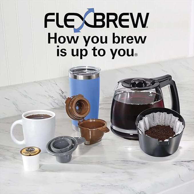 Hamilton Beach 49902 FlexBrew Trio 3-way Coffee Maker K-Cup/Ground Compatible Black Bundle with 1 YR CPS Enhanced Protection Pack (E9HB49902)