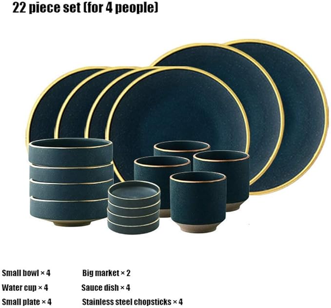 22 Pieces Nordic Style Porcelain Dinnerware Set Romantic Ceramics Upscale Phnom Penh Plate Set