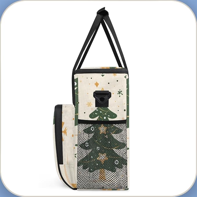Christmas Festivals Coffee Maker Carrying Bag Bright Tree Travel Storage Bag Compatible with K-Mini or K-Mini Plus Single Serve Coffee Brewer Carrying Case with Multiple Pockets &amp Shoulder Strap