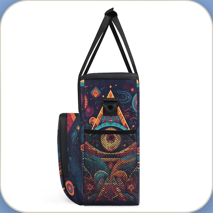 Sacred Eye Coffee Maker Carrying Bag Ethnic Aztec Travel Storage Bag Compatible with K-Mini or K-Mini Plus Single Serve Coffee Brewer Carrying Case with Multiple Pockets &amp Shoulder Strap