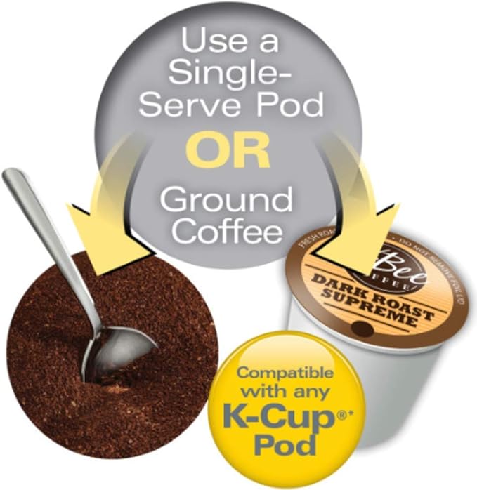 Proctor Silex Single Serve Coffee Maker Compatible with K-Cup Pods or Grounds Fits a Travel Mug (49969) 14 ounces