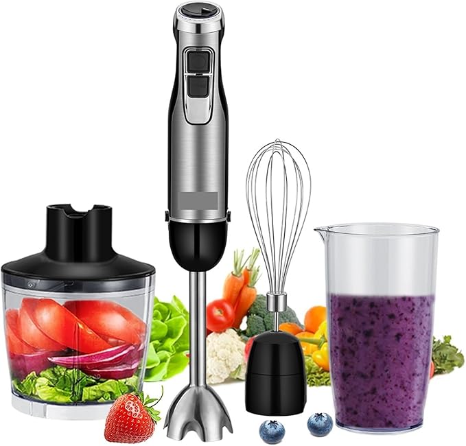 Fit for 4 in 1 High Power 1200W Immersion Hand Stick Blender Mixer with Chopper and Smoothie Cup - Stainless Steel Ice Blades for Effortless Blending