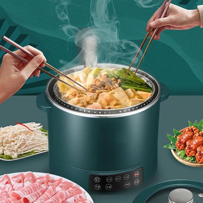 3 L Lifting Sugar Removal Rice CookerMultifunction 5 Speed Adjustable Hot Pot Non-Stick Pan&amp Rice Soup Separate ElectricWith Steamer BasketRapid Heating For Family Use (White)