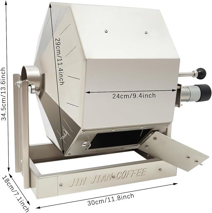 Coffee Bean Roaster 3.83 Gal Electric Bean Roaster Roasting Machine with 14W Motor Stainless Steel Gas Burner Peanut Baker for Coffee Beans Peanuts Nuts Soybeans.