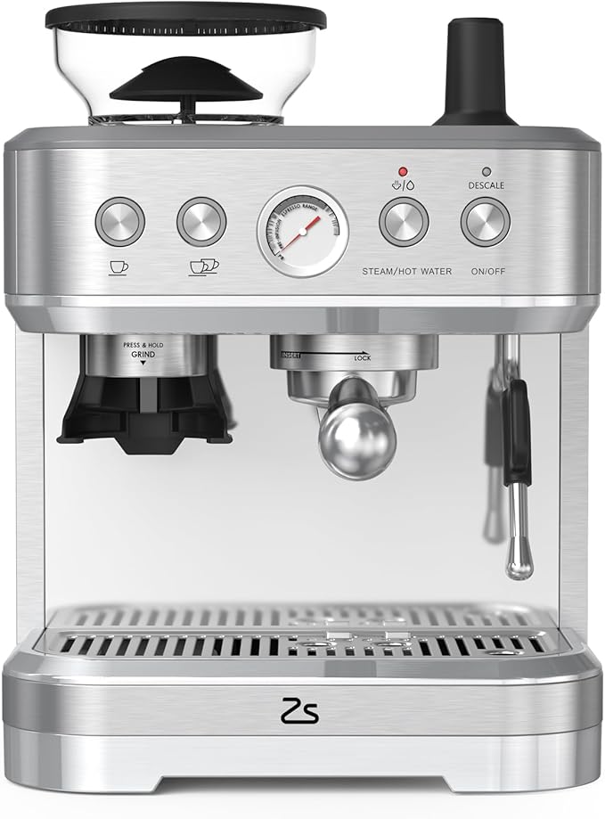 Espresso Machine with Built-in Grinder 15 Bar Italian ULKA Pump Dual PID Control &amp Milk Frother 85oz Large Water Tank Auto-Cleaning for Perfect Lattes/Cappuccinos Home Barista Coffee Maker