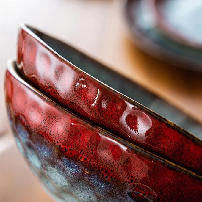Vintage Ceramic Red Stone Dinnerware Set Dinner Dessert Plate Bowl