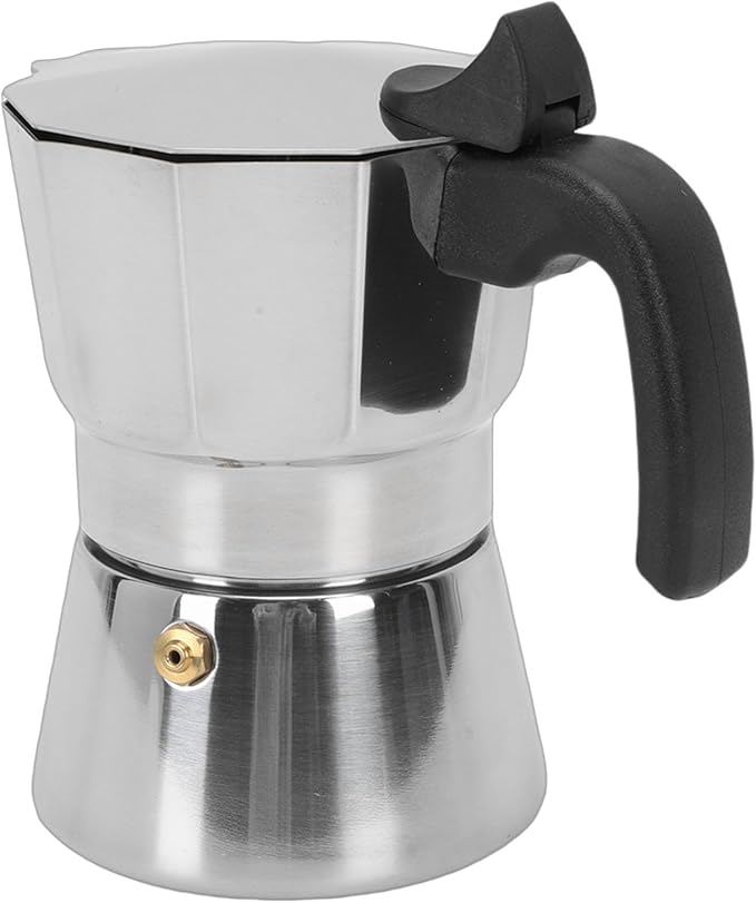Yosoo Crafted Stainless Steel Italian Coffee Maker Rich Full Bodied Flavor Uniform Heat Distribution Stovetop Easy to and Rustproof Ideal for Home or Outdoor Use (3 Cups 150ML)