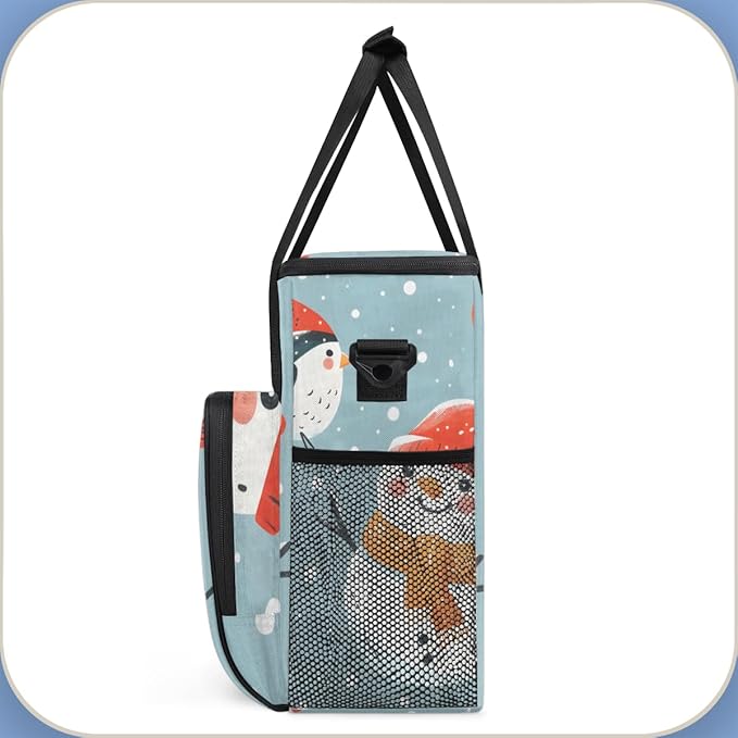 Christmas Snowman Bird Coffee Maker Carrying Bag Travel Storage Bag Compatible with K-Mini or K-Mini Plus Single Serve Coffee Brewer Carrying Case with Multiple Pockets &amp Shoulder Strap