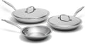 Heritage Steel 5 Piece Fry Pan Set | Made In USA | Titanium Series | 316Ti Skillet with Stay Cool Handle | Fully Clad Stainless Steel Pan with 5-Ply Construction | Induction Ready &amp Non Toxic