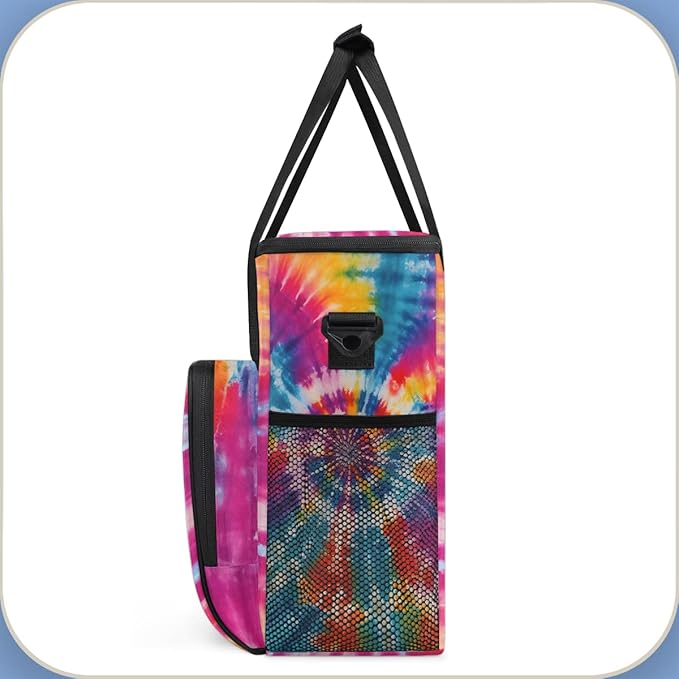 Tie Dyeing Coffee Maker Carrying Bag Light Blue Pink Travel Storage Bag Compatible with K-Mini or K-Mini Plus Single Serve Coffee Brewer Carrying Case with Multiple Pockets &amp Shoulder Strap