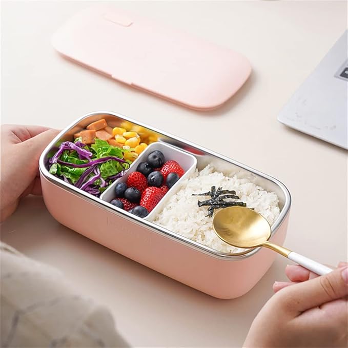 Electric Rice Cooker 1L Heating Box Constant Temperature Food Heater Stainless Steel Household